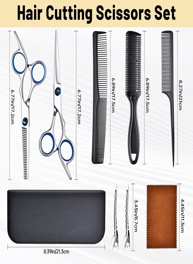 BSITFOW Hair Cutting Scissors Set, Professional Haircut Scissors Kit with Cutting Scissors, Thinning Shears, Comb, Cape, Clips, Black Hairdressing Texturizing Shears Set for Barber, Salon, Home (10 pcs) - Image 2