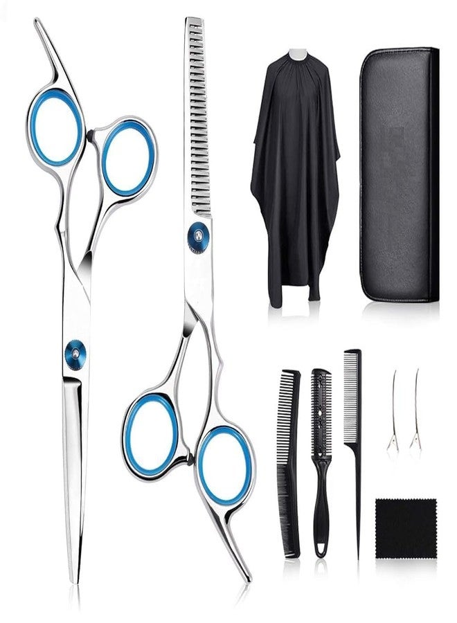 BSITFOW Hair Cutting Scissors Set, Professional Haircut Scissors Kit with Cutting Scissors, Thinning Shears, Comb, Cape, Clips, Black Hairdressing Texturizing Shears Set for Barber, Salon, Home (10 pcs) - Image 1