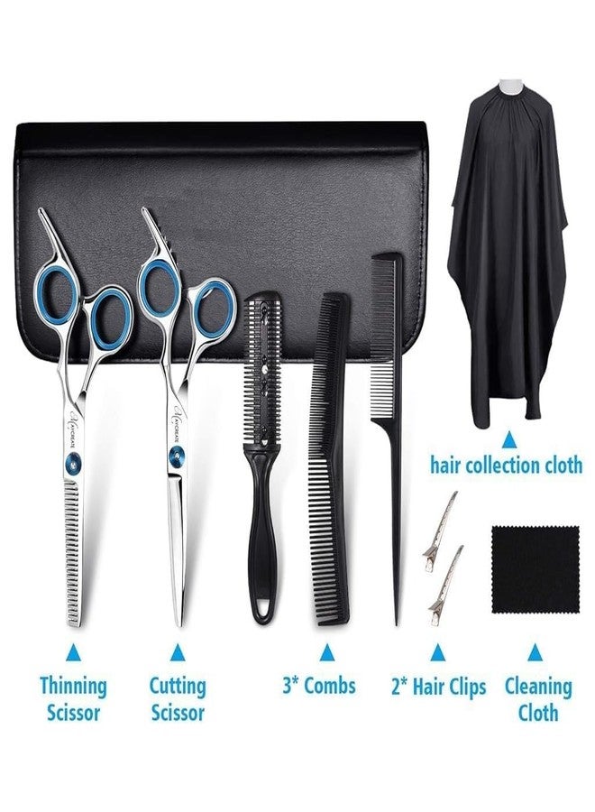 BSITFOW Hair Cutting Scissors Set, Professional Haircut Scissors Kit with Cutting Scissors, Thinning Shears, Comb, Cape, Clips, Black Hairdressing Texturizing Shears Set for Barber, Salon, Home (10 pcs) - Image 3