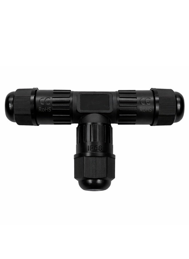 CZEN ELECTRIC IP68 Waterproof T-Type Cable Connector M16 (0.5–1.5 mm²), 3 Core 3 Pole Electrical Junction Connector, Cable OD 4–8 mm, -40°C to +125°C, Outdoor, Underground, Solar, Garden, LED, Street Lighting - Image 1