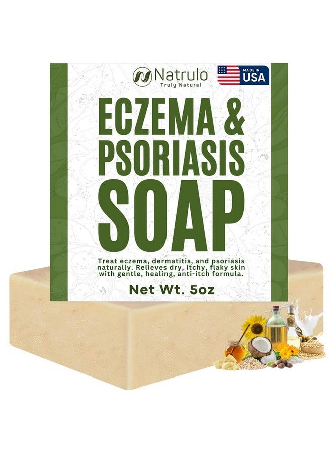 Natrulo Eczema Soap Bar for Face and Body - All Natural Dermatitis, Psoriasis Treatment for Dry Itchy Sensitive Skin Relief - Gentle Detoxifying, Healing, Anti-Itch, Oatmeal Goat Milk Wash for Kids, & Adults - Image 1
