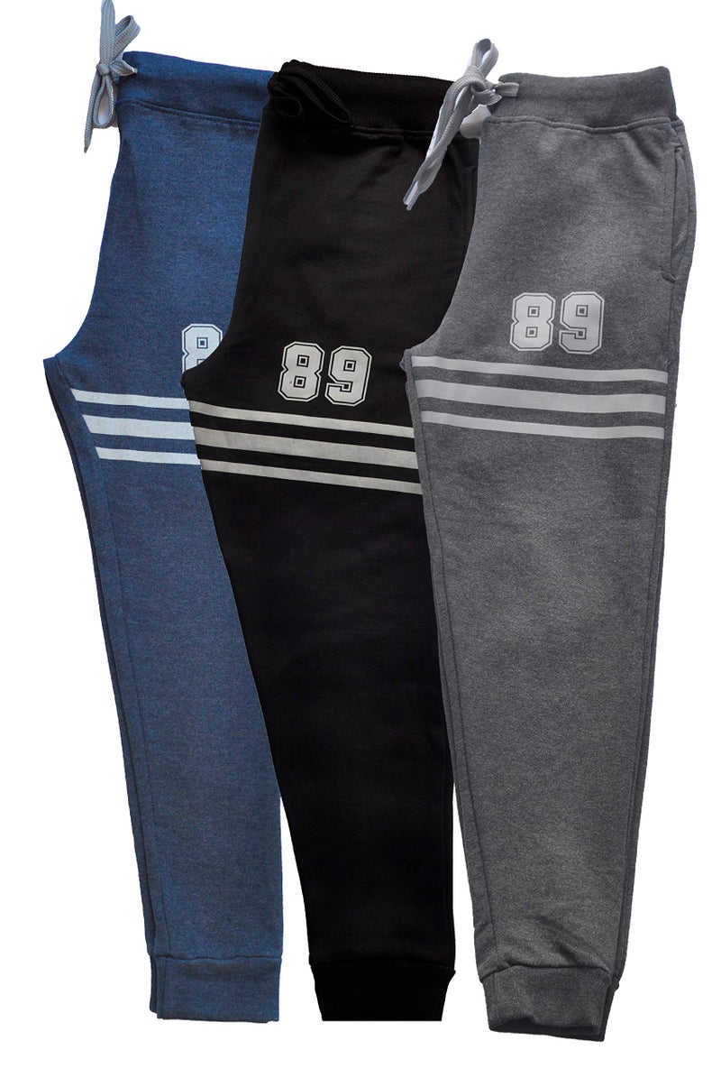 5IVE DEGREE 3-Packcotton Boy's Joggers Track Pants (3 To (3 Years - 4 Years, 3-Pack), Multicolor - Image 1