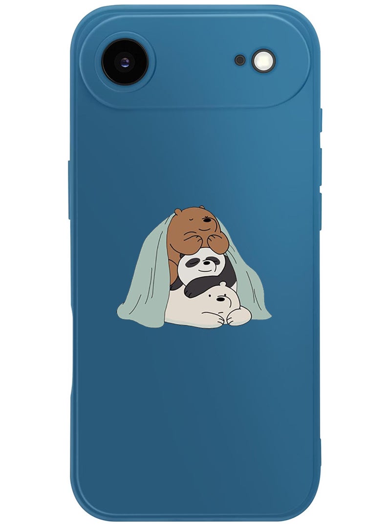 Theodor Protective Slim Fit Case Liquid Silicone Cover with Full Body Protection Anti-Scratch Shockproof Case For Apple iPhone 17 Air (Blue) 3 Panda sitting - Image 1