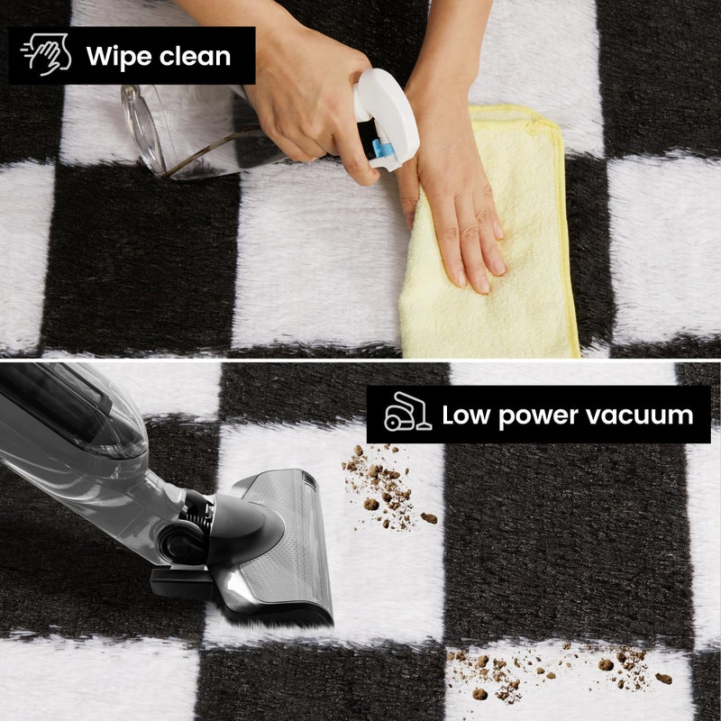 TOOHUB Super Soft Rug for Bedroom  5x7 Ft Black and White Area Rug Classic Checkered Shaggy Rug Anti-Skid High Pile Soft Fluffy Rug Fuzzy Carpet for Living Room Bedroom Kids Room Nursery  Dorm Home Decor - Image 3