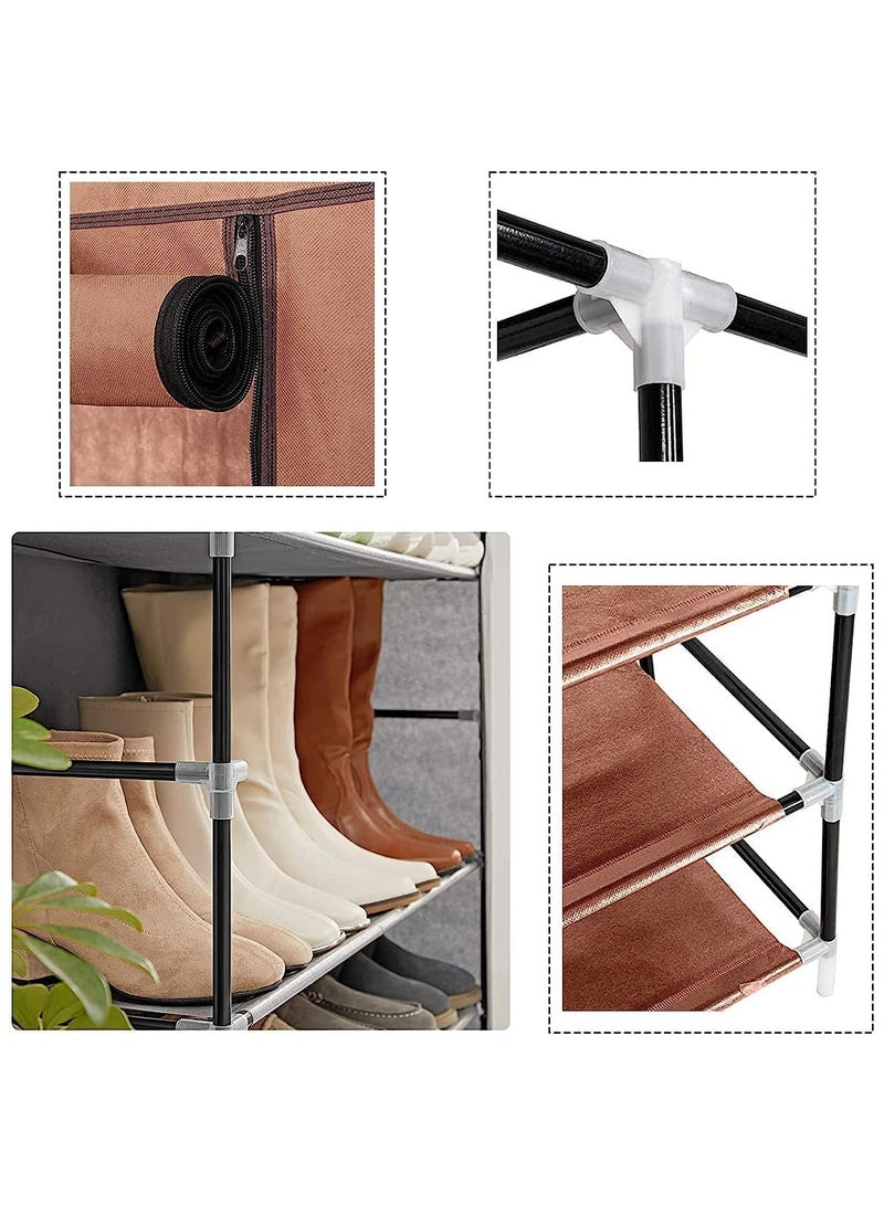 BLOOMING TIME 9-Tier Non-Woven Fabric Shoe Rack with Waterproof Cover, Heavy-Duty Shoe Storage Organizer for 27 Pairs, Large-Capacity Shoe Storage Organizer for Entryway, Dormitory, Office and Hallway- 60x30x155cm - Image 4