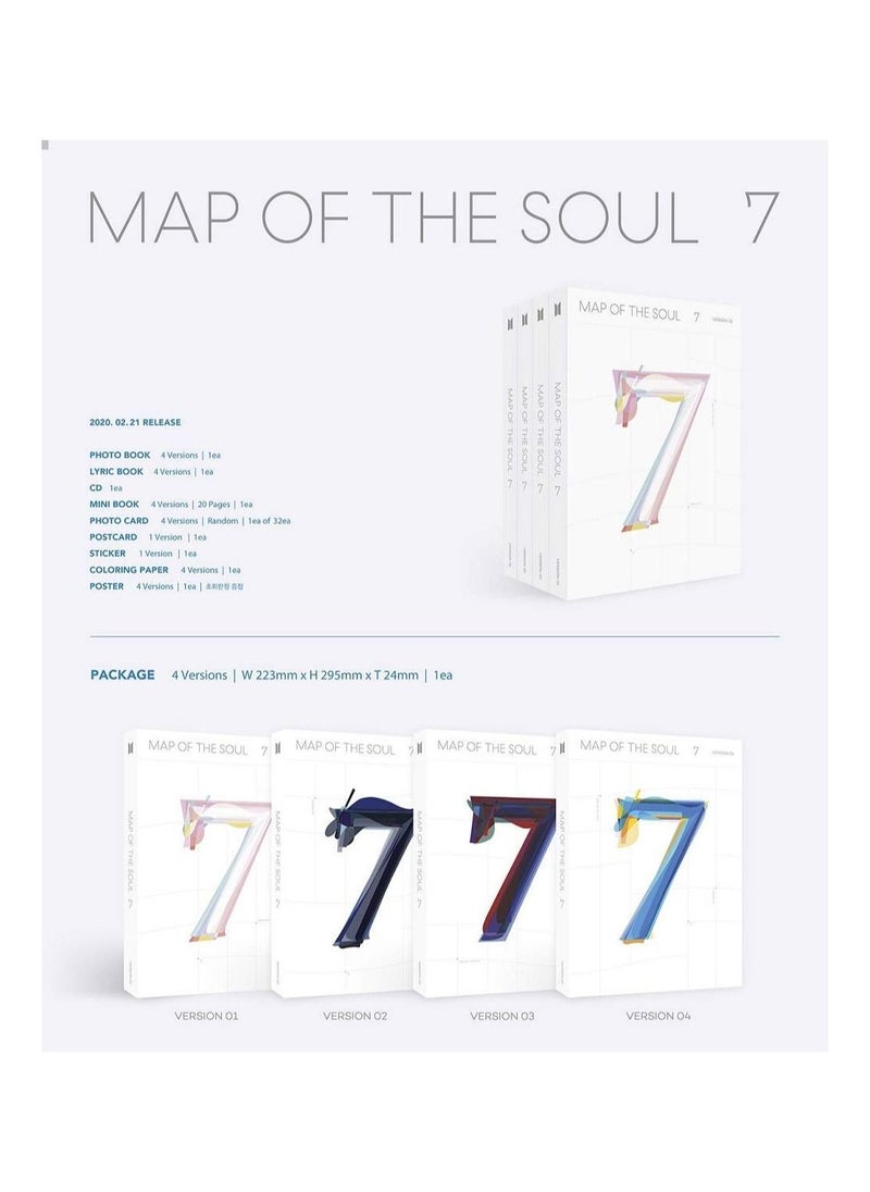 BTS 4th Album Map of the Soul 7 Version 03 K Pop CD with Lyrics Book Photo Book Photo Card Post Card and Sticker
