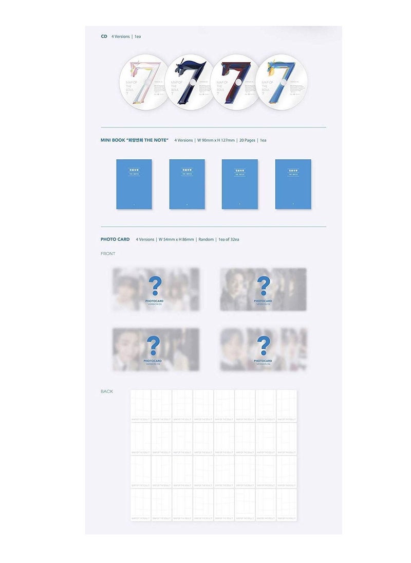 BTS 4th Album Map of the Soul 7 Version 03 K Pop CD with Lyrics Book Photo Book Photo Card Post Card and Sticker