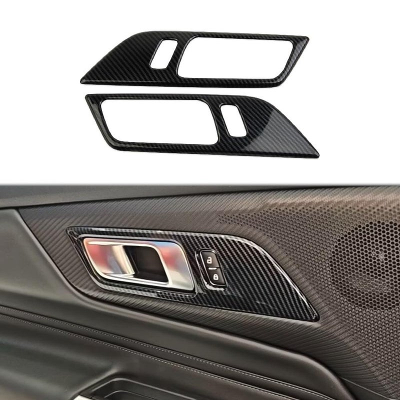 Fewshaw Inner Door Handle Cover Trim Accessories for 20152025 Ford Mustang Without Memory seat Button Carbon Fiber Style