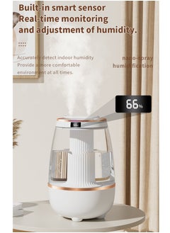 Generic 3.2L humidifier with humidity display, large humidifier, 2 Nozzles and 3 adjustment modes, night light function, lasting 20 hours, Quiet (White & gold trim)  - Image 3