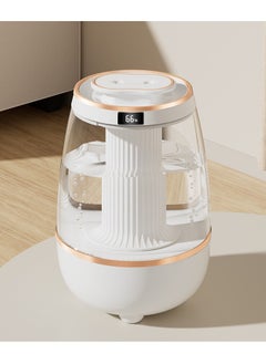 Generic 3.2L humidifier with humidity display, large humidifier, 2 Nozzles and 3 adjustment modes, night light function, lasting 20 hours, Quiet (White & gold trim)  - Image 1