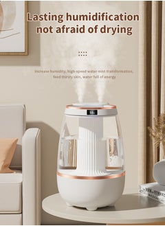 Generic 3.2L humidifier with humidity display, large humidifier, 2 Nozzles and 3 adjustment modes, night light function, lasting 20 hours, Quiet (White & gold trim)  - Image 5
