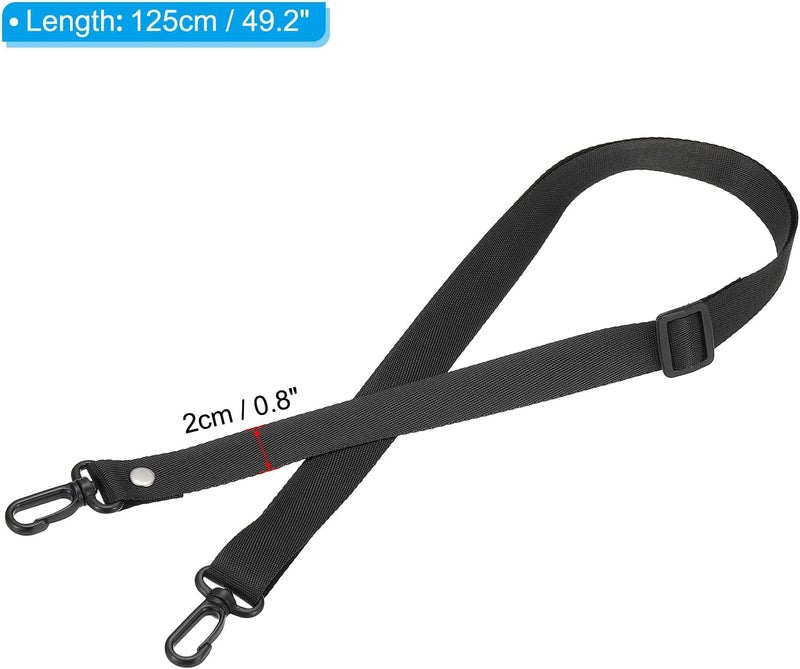 PATIKIL PATIKIL 125cm x 2cm Replacement Shoulder Strap 5 Pack Adjustable Swivel Clips Hook Buckle Slide Crossbody Bag Belt for Water Bottle Carrier Sling Bag Black  - Image 2