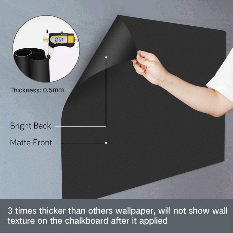 ZHIDIAN Magnetic Chalkboard Contact Paper for Wall, 48" x 36" Non-Adhesive Back Chalkboard Wallpaper, Blackboard Wall Sticker with Chalks for Home/School/Playroom - Image 2