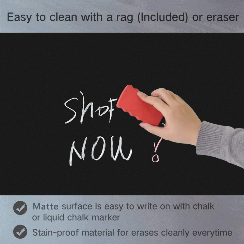 ZHIDIAN Magnetic Chalkboard Contact Paper for Wall, 48" x 36" Non-Adhesive Back Chalkboard Wallpaper, Blackboard Wall Sticker with Chalks for Home/School/Playroom - Image 3