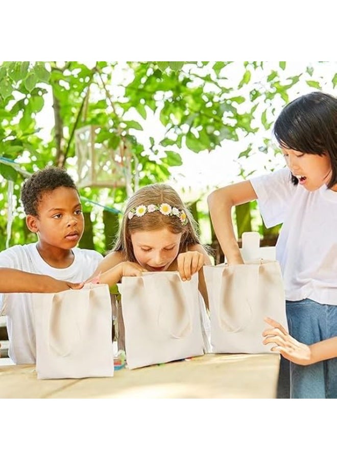 6 Pcs 25 x 20 cm Mini Tote Bag Blank Canvas Tote Bags Reusable Grocery Bags DIY Sacks Goody Bags for Kids(Natural Color) - Image 2