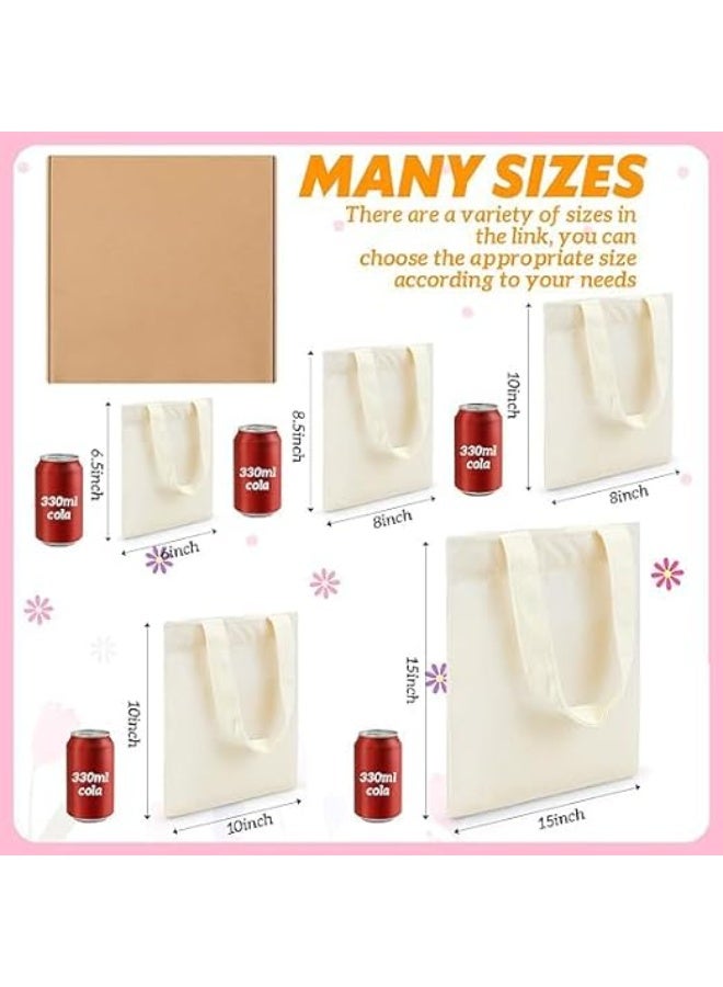 6 Pcs 25 x 20 cm Mini Tote Bag Blank Canvas Tote Bags Reusable Grocery Bags DIY Sacks Goody Bags for Kids(Natural Color) - Image 4