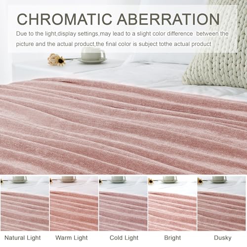 LONG CREATE Chenille Throw Blanket for Couch 50X 60 Soft Cozy Throws with Fringe Tassel for Bed Sofa Chair Cover Lightweight Knitted Decorative Boho Blankets for Living Room Dusty Pink - Image 3