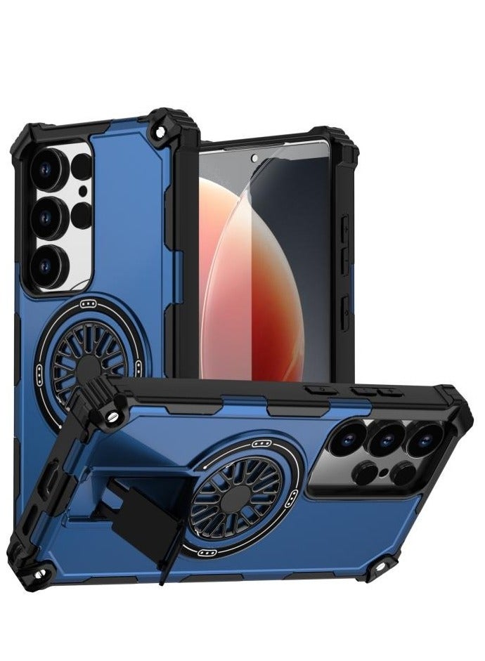 MagSafe Phone Case For Samsung Galaxy S25 Ultra 5G Shockproof Kickstand Metallic Shaft, Ultra Rugged Magsafe Fidget Ring Armor Cover - Image 1