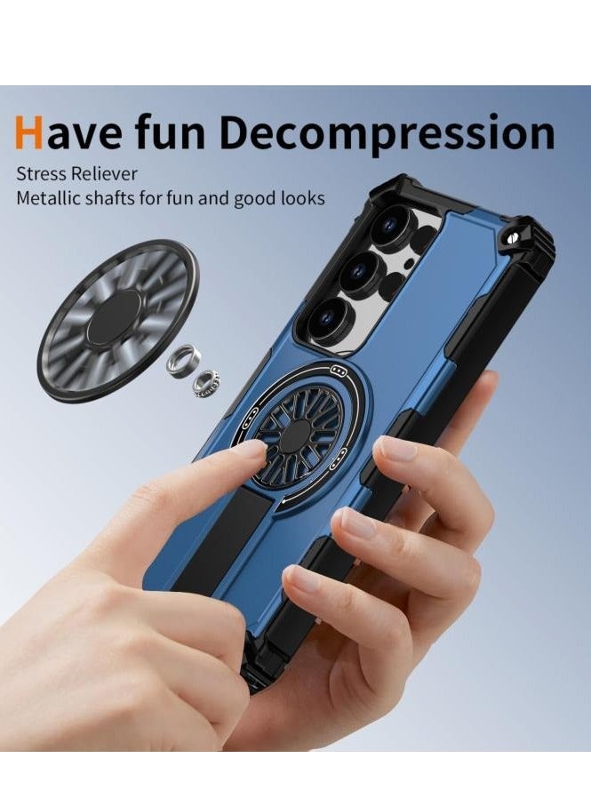 MagSafe Phone Case For Samsung Galaxy S25 Ultra 5G Shockproof Kickstand Metallic Shaft, Ultra Rugged Magsafe Fidget Ring Armor Cover - Image 5