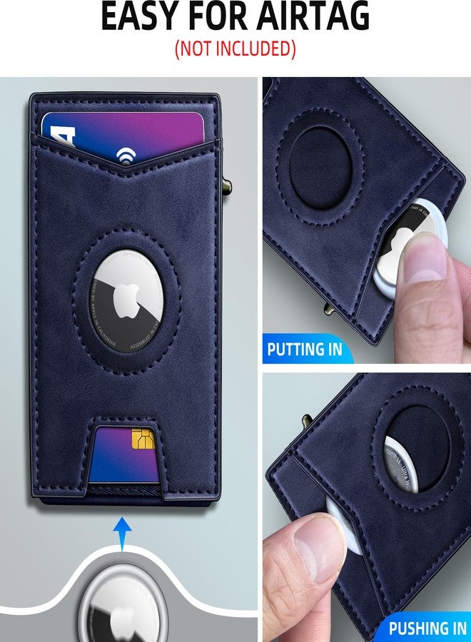 miyozi Airtag Wallet for Men Money Clip 9-Card Pop-Up Credit Card Holder with ID Window RFID Blocking Metal Case Magnetic Closure Front Pocket Wallet Gift Box, Purplish Blue058, one size, Minimalist - Image 4