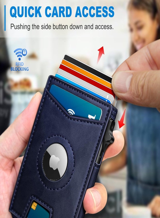 miyozi Airtag Wallet for Men Money Clip 9-Card Pop-Up Credit Card Holder with ID Window RFID Blocking Metal Case Magnetic Closure Front Pocket Wallet Gift Box, Purplish Blue058, one size, Minimalist - Image 5
