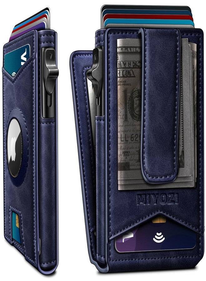 miyozi Airtag Wallet for Men Money Clip 9-Card Pop-Up Credit Card Holder with ID Window RFID Blocking Metal Case Magnetic Closure Front Pocket Wallet Gift Box, Purplish Blue058, one size, Minimalist - Image 1
