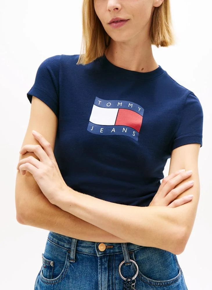 TOMMY JEANS Casual  Slim Wavy Flag T-Shirt Ext