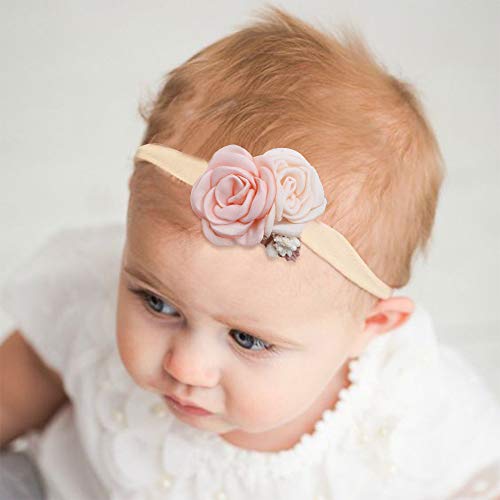 mligril Baby Girl Nylon Headbands Flower Hair Bows Accessories-Elastic Hair Band Crown Handmade FLoral Wraps Birthday Gifts for Girls Newborn Infant Toddler 4Pcs - Image 3