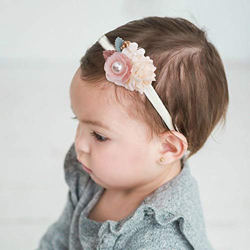 mligril Baby Girl Nylon Headbands Flower Hair Bows Accessories-Elastic Hair Band Crown Handmade FLoral Wraps Birthday Gifts for Girls Newborn Infant Toddler 4Pcs - Image 2