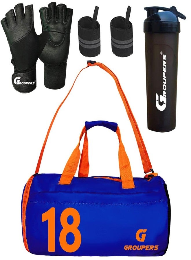Groupers 20-25L Duffle Bag for Travel & Gym (43×25×23 cm) Compartment | 700ml Leakproof Shaker + Gloves + 21" Wrist Wraps, Gym Essentials for Men & Women - Image 1