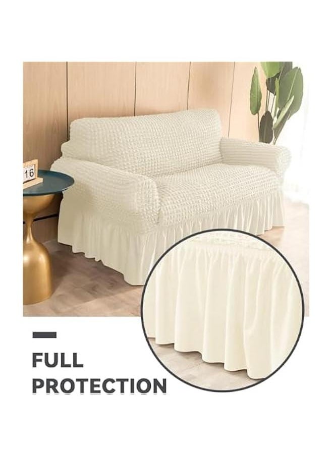 HOOKOR Sofa Slipcover 1 Piece for 3 Cushion Couch Cover with Skirt, Durable Washable High Elastic Stretchable, Easy Fit Universal Furniture Protector (Large)  - Image 5