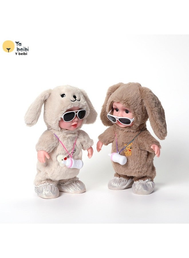 Children's Bottle Vinyl Electric Plush Toy Early Education Eating Bottle Doll Walking Talking Learning Tongue Girl Gift-Color:Jm—8284—3 Brown  - Image 3