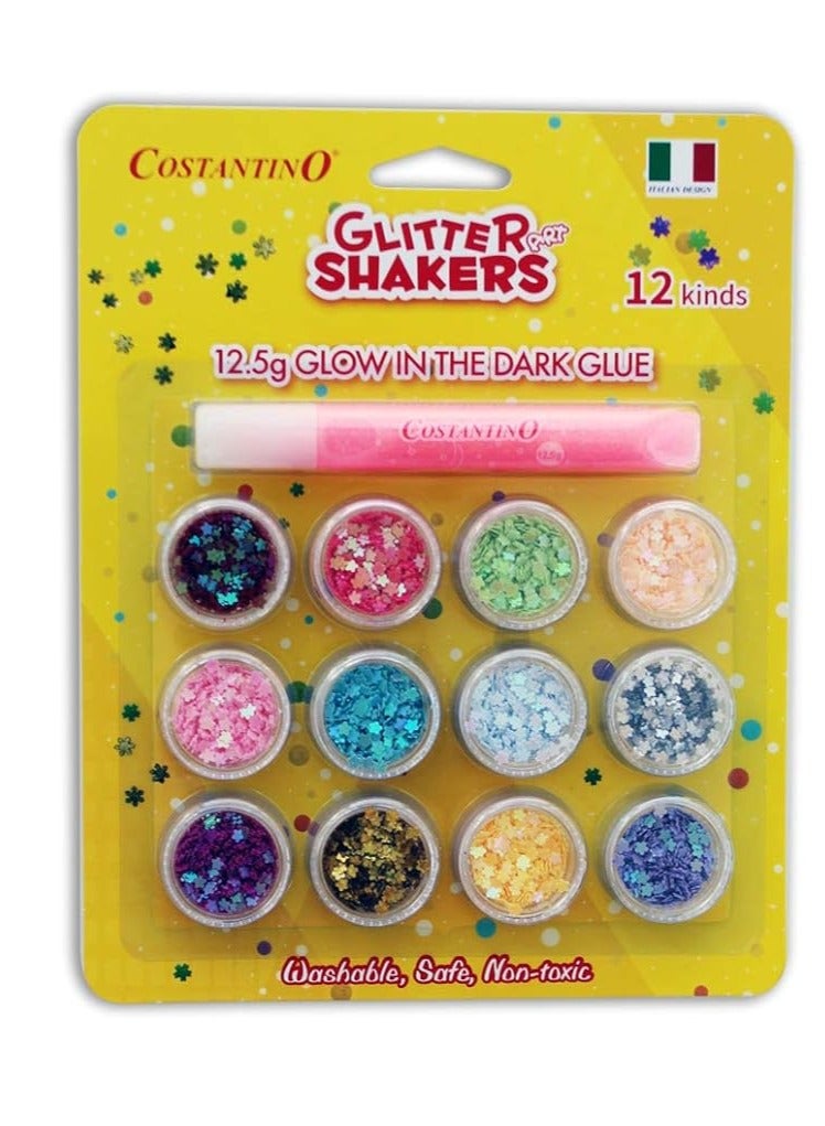 COSTANTINO Glitter Shakers 12 Kinds with Glue - Image 1