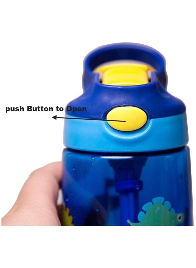 KASTWAVE Kids Water Bottle with Flip Straw Flexible Carry Handle and Easy Push Button BPA free Very Suitable for School And Sports Children's Water Bottle Blue - Image 3