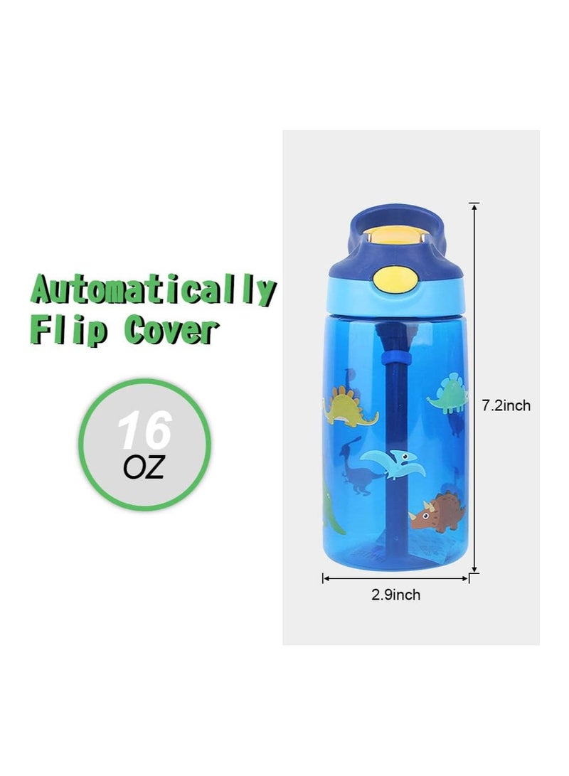 KASTWAVE Kids Water Bottle with Flip Straw Flexible Carry Handle and Easy Push Button BPA free Very Suitable for School And Sports Children's Water Bottle Blue - Image 1