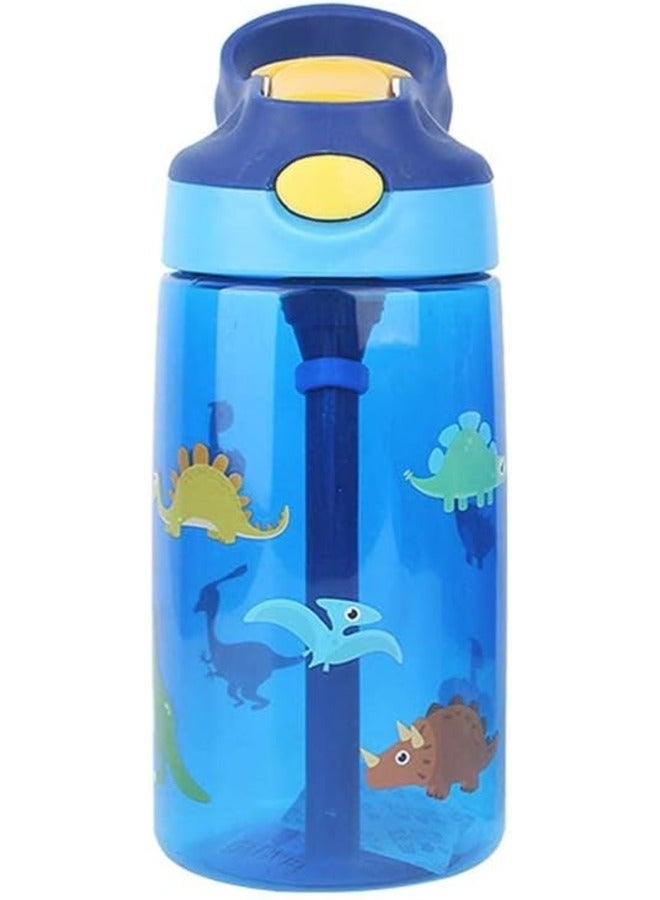 KASTWAVE Kids Water Bottle with Flip Straw Flexible Carry Handle and Easy Push Button BPA free Very Suitable for School And Sports Children's Water Bottle Blue - Image 2