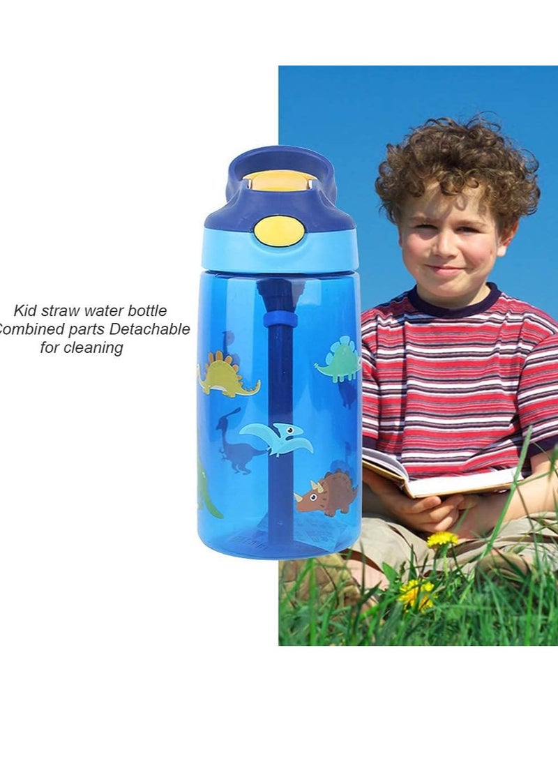 KASTWAVE Kids Water Bottle with Flip Straw Flexible Carry Handle and Easy Push Button BPA free Very Suitable for School And Sports Children's Water Bottle Blue - Image 4
