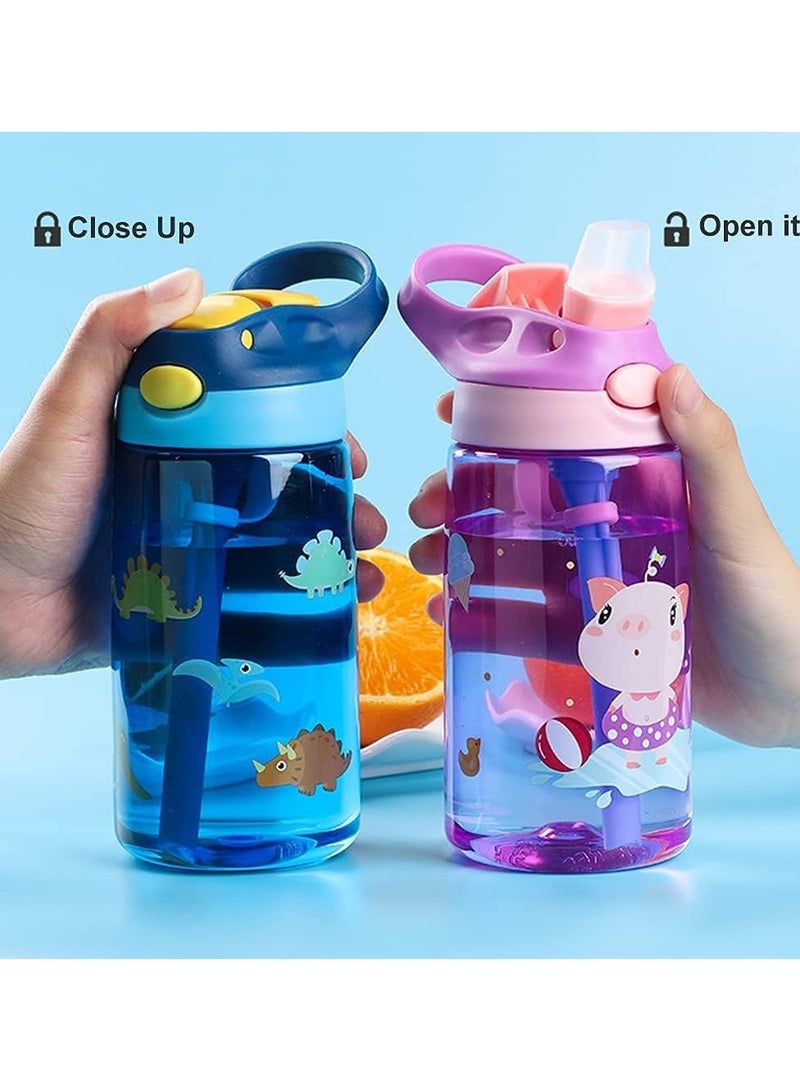 KASTWAVE Kids Water Bottle with Flip Straw Flexible Carry Handle and Easy Push Button BPA free Very Suitable for School And Sports Children's Water Bottle Blue - Image 5