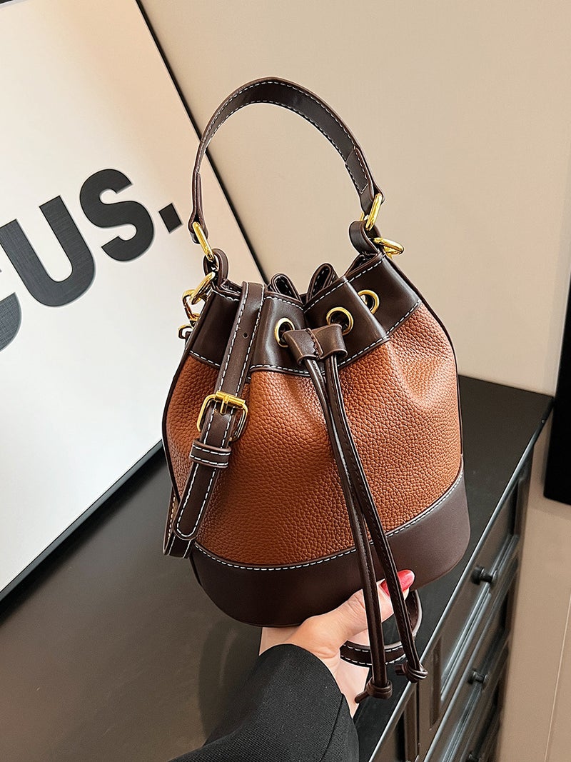 Fashionable Large-Capacity Women'S Bucket Bag With Versatile Design, Color-Blocking, -Selling, Available For And Sales - Image 3