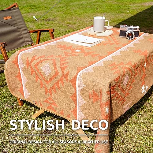 ACUSHLA Merino Wool Camp Blanket - Soft Warm Thick Washable Large Outdoor Camping Sleeping Throw Blanket All Weather, Morocco Khaki 79" x63" - Image 4