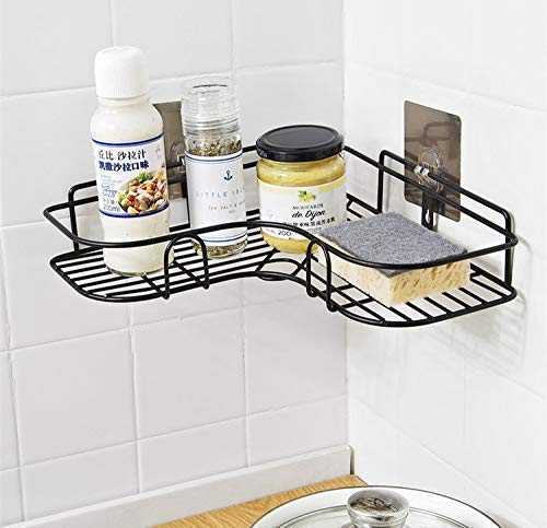 GOPENDRA SelfAdhesive Bathroom Corner Rack Storage Shelves Bathroom Storage Rack Corner Stainless Steel Bathroom Corner Shelf Organizer Storage Bathroom ShelfShelves Corner Black - Image 3
