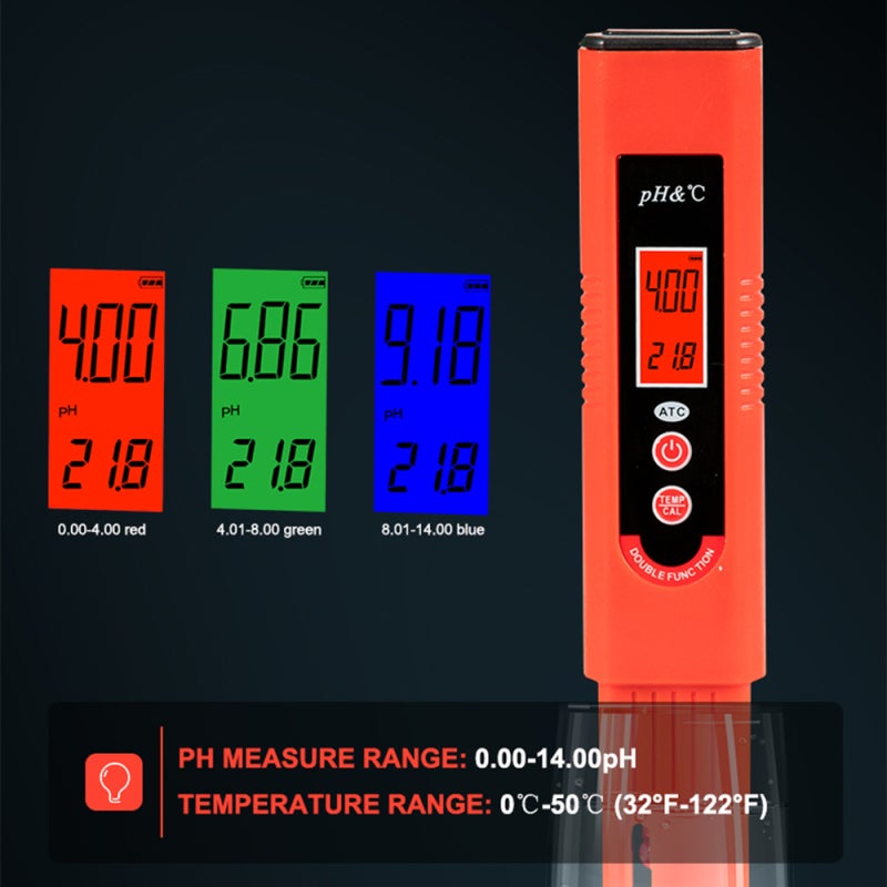 Professional & Power-saving pH-007T Pen-Type pH Meter High Precision with Automatic Temperature Compensation ATC Function Auto Calibration and Backlight LCD Acidity Tester Portable pH & TEMP Water - Image 5