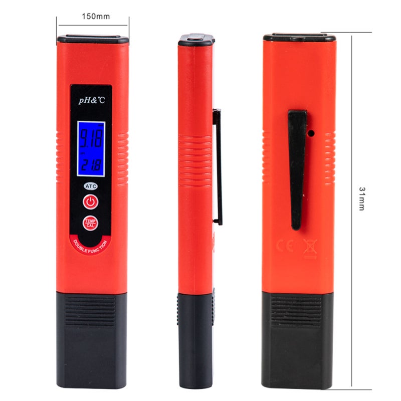 Professional & Power-saving pH-007T Pen-Type pH Meter High Precision with Automatic Temperature Compensation ATC Function Auto Calibration and Backlight LCD Acidity Tester Portable pH & TEMP Water - Image 2