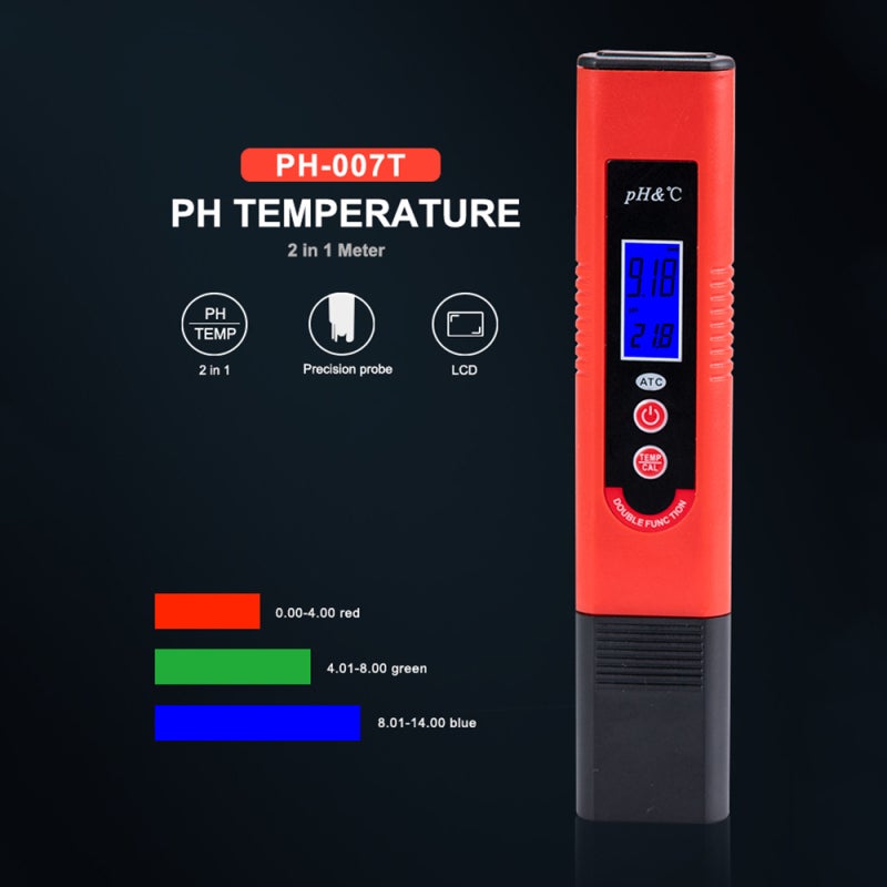 Professional & Power-saving pH-007T Pen-Type pH Meter High Precision with Automatic Temperature Compensation ATC Function Auto Calibration and Backlight LCD Acidity Tester Portable pH & TEMP Water - Image 4