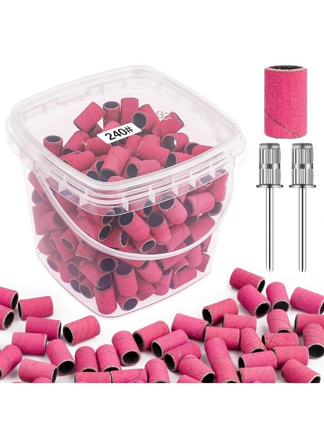 Rolybag Sanding Bands For Nail Drill 240 Grit Extreme Fine Nail Sanding Bands 200Pcs Pink Professional Sanding Bands And 2Pcs Nail Drill Bits For Manicures And Pedicure - Image 1