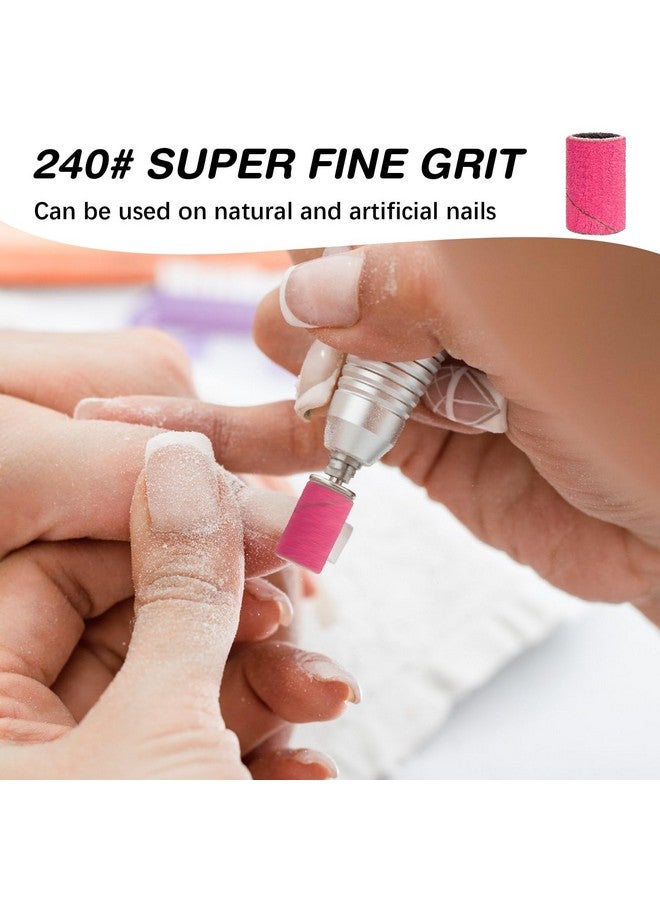 Rolybag Sanding Bands For Nail Drill 240 Grit Extreme Fine Nail Sanding Bands 200Pcs Pink Professional Sanding Bands And 2Pcs Nail Drill Bits For Manicures And Pedicure - Image 2