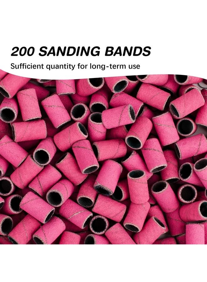 Rolybag Sanding Bands For Nail Drill 240 Grit Extreme Fine Nail Sanding Bands 200Pcs Pink Professional Sanding Bands And 2Pcs Nail Drill Bits For Manicures And Pedicure - Image 3