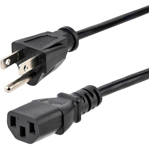 StarTech.com 6ft (1.8m) Computer Power Cord, NEMA 5-15P to C13, 10A 125V, 18AWG, Black Replacement AC Power Cord, Printer Power Cord, PC Power Supply Cable, Monitor Power Cable - UL Listed (PXT101) - Image 1