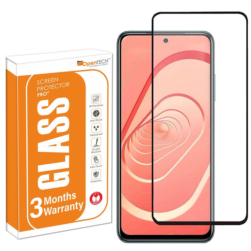 OpenTech ® Military-Grade Tempered Glass Screen Protector Compatible For Realme Narzo 70X 5G / 60X 5G / Realme 12x 5G / 12 5G / 11 5G / 11X 5G / C67 5G / C55 / Oppo F23 With Edge To Edge Coverage And Easy Installation Kit - Image 1