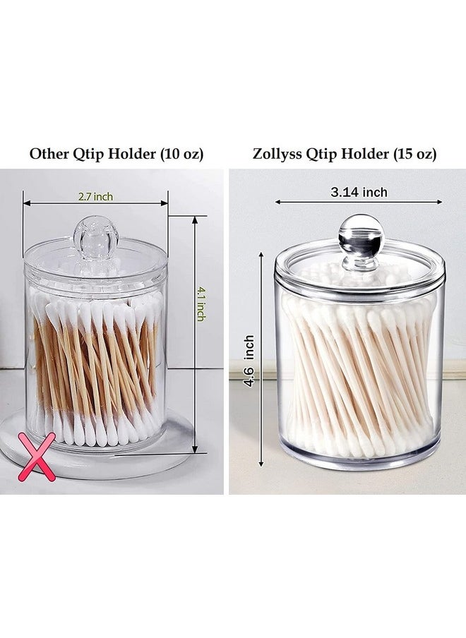 مجموعة من 4 قطع من حامل أعواد القطن من Zollyss، موزع لكرات القطن، أعواد القطن، وسادات القطن المستديرة، خيط تنظيف الأسنان - مجموعة برطمانات صيدلية بلاستيكية شفافة سعة 15 أونصة لتنظيم تخزين علب الحمام، منظم مستحضرات التجميل - pzsku/ZFA6648079C1DC8AFEDB6Z/45/_/1737806133/b0cd9cdd-5b3d-4864-be24-edcd0b6f583a